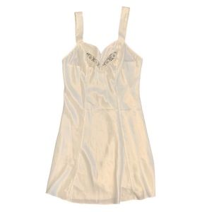 VINTAGE SEARS INNER MOST SLIP WHITE SATIN SILKY LACE SIZE 12